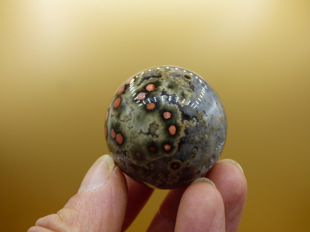 8 Adern Ocean Jaspis Orbicular rot - Edelstein Kugel Natur Heilstein Deko Kristall Geschenk Er Sie Mann Frau Haus Wohnung Energie Selten - Art of Nature Berlin