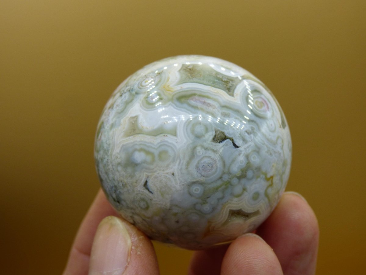 8 Adern Ocean Jaspis Orbicular weiß - Edelstein Kugel Rarität Natur Heilstein Deko Kristall Geschenk Er Sie Mann Frau Haus Energie Selten - Art of Nature Berlin