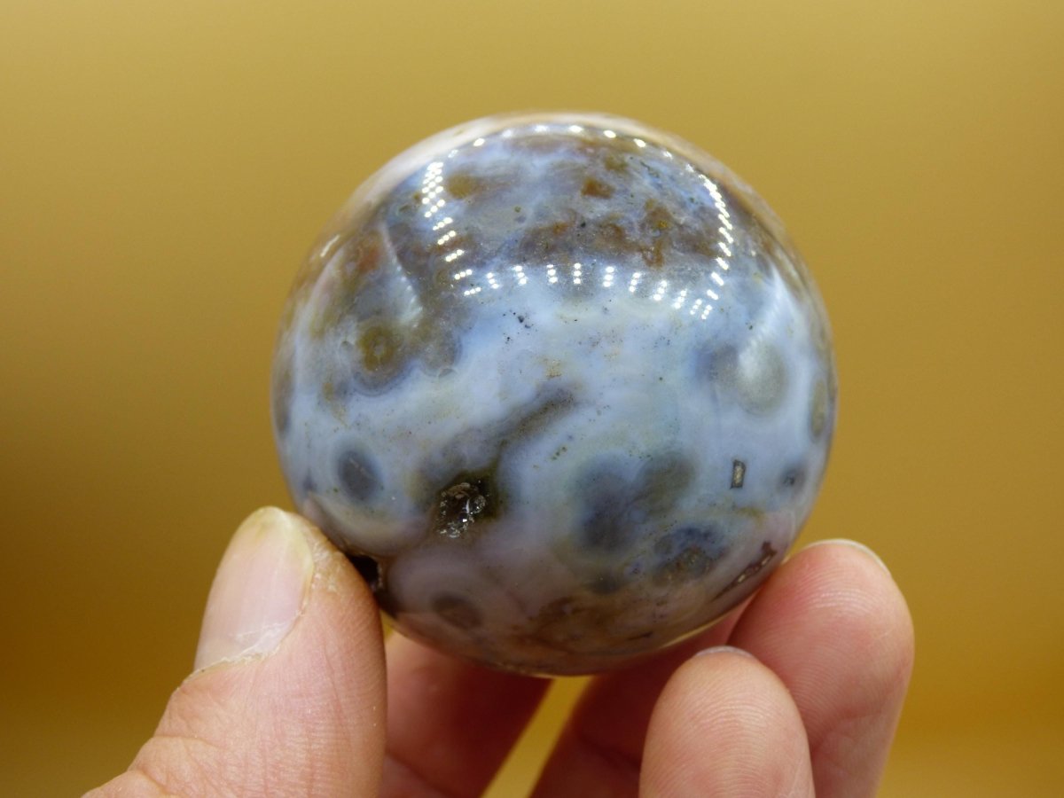 8 Adern Ocean Jaspis Orbicular weiß - Edelstein Kugel Rarität Natur Heilstein Deko Kristall Geschenk Er Sie Mann Frau Haus Energie Selten - Art of Nature Berlin