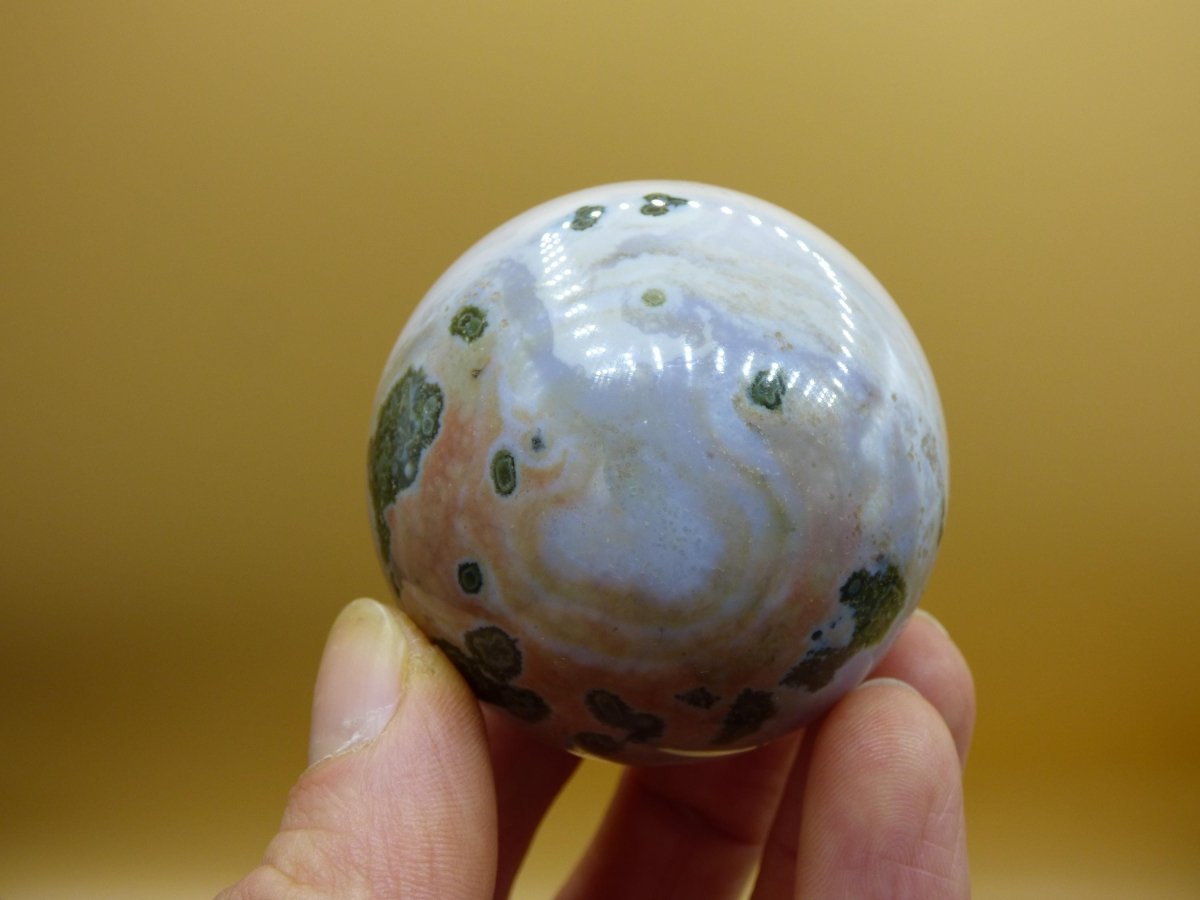 8 Adern Ocean Jaspis Orbicular weiß grün - Edelstein Kugel Rarität Natur Heilstein Deko Kristall Geschenk Er Sie Mann Frau Energie Selten - Art of Nature Berlin
