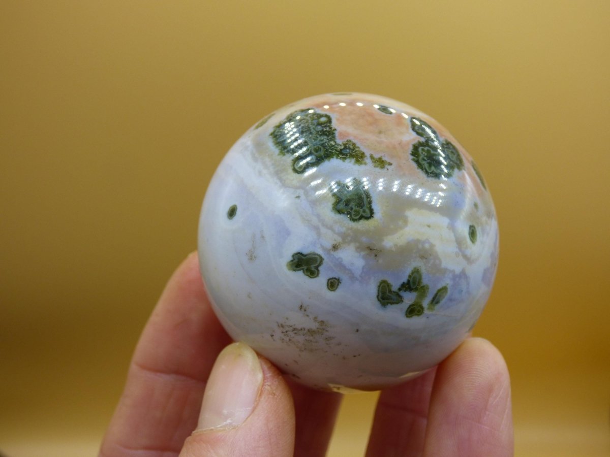 8 Adern Ocean Jaspis Orbicular weiß grün - Edelstein Kugel Rarität Natur Heilstein Deko Kristall Geschenk Er Sie Mann Frau Energie Selten - Art of Nature Berlin