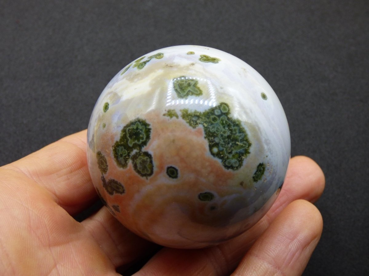 8 Adern Ocean Jaspis Orbicular weiß grün - Edelstein Kugel Rarität Natur Heilstein Deko Kristall Geschenk Er Sie Mann Frau Energie Selten - Art of Nature Berlin