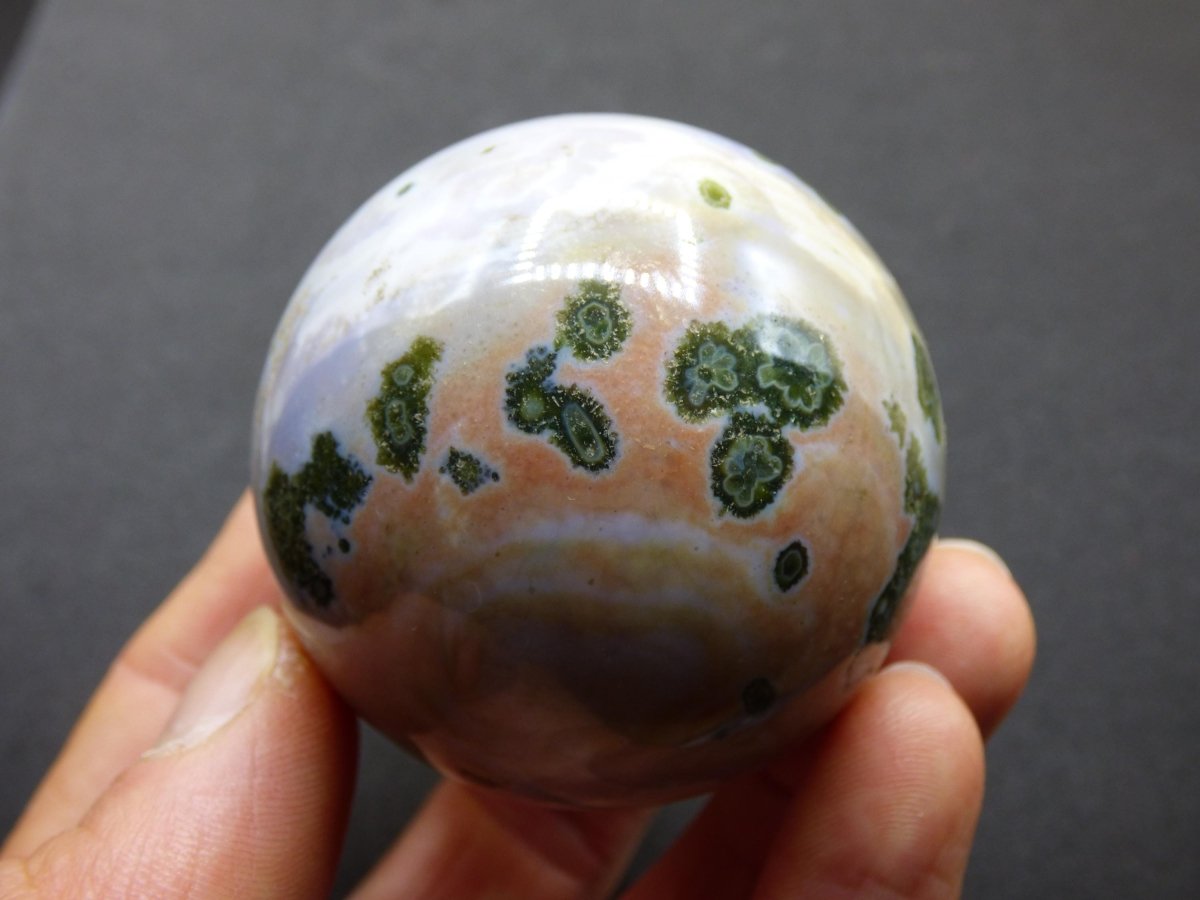 8 Adern Ocean Jaspis Orbicular weiß grün - Edelstein Kugel Rarität Natur Heilstein Deko Kristall Geschenk Er Sie Mann Frau Energie Selten - Art of Nature Berlin