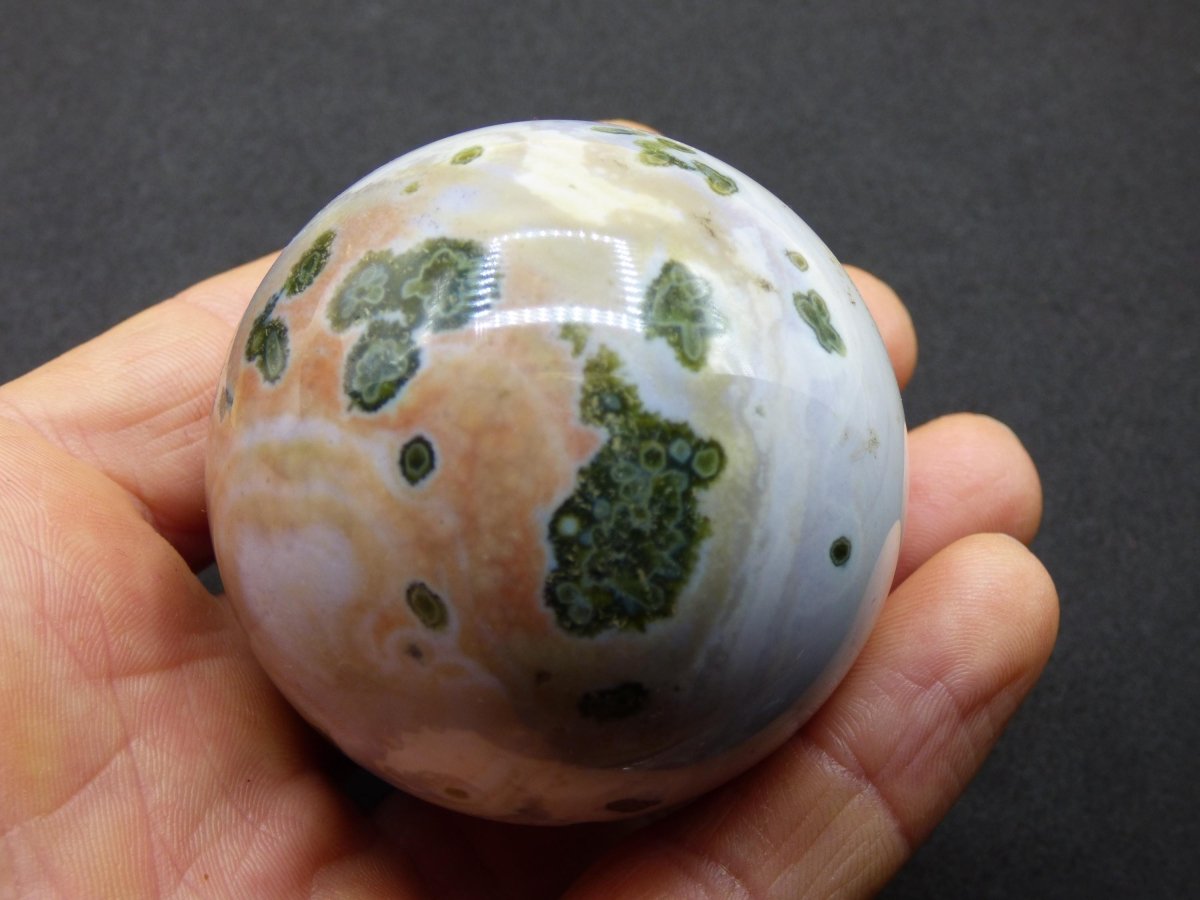 8 Adern Ocean Jaspis Orbicular weiß grün - Edelstein Kugel Rarität Natur Heilstein Deko Kristall Geschenk Er Sie Mann Frau Energie Selten - Art of Nature Berlin