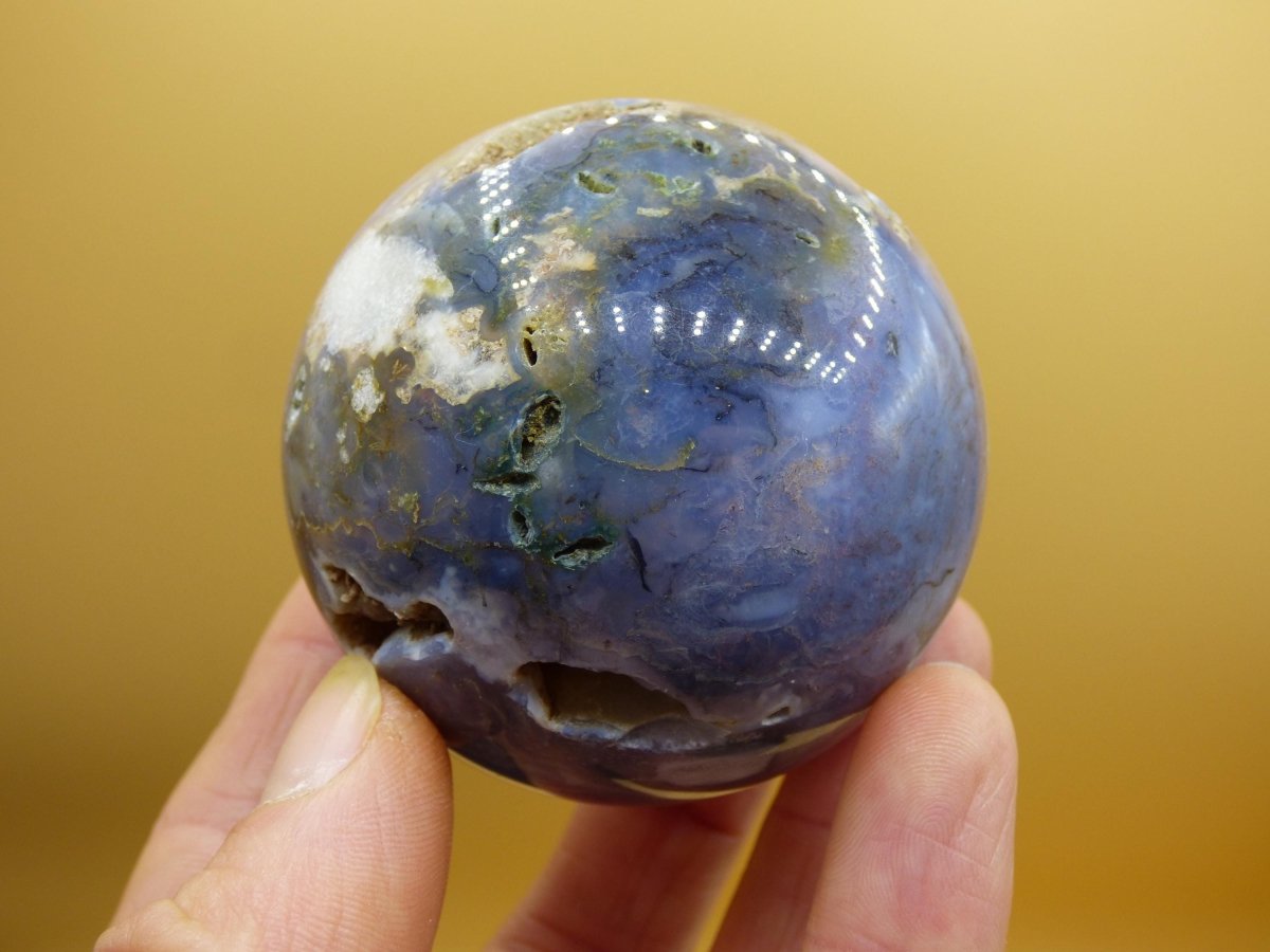 8 Adern Ocean Jaspis Orbicular weiß lavendel - Edelstein Kugel Rarität Heilstein Deko Kristall Geschenk Er Sie Mann Frau Energie Selten - Art of Nature Berlin