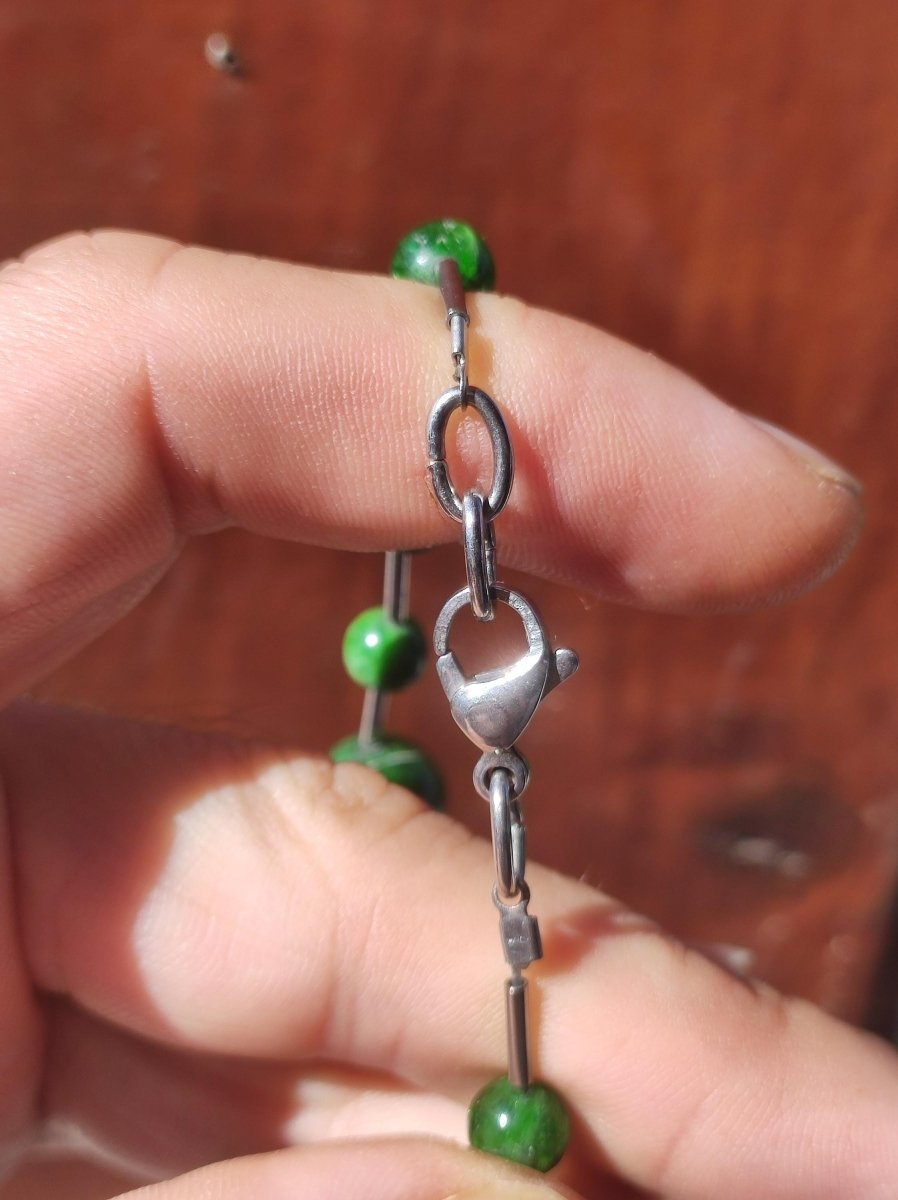 8&10mm Diopsid AAA Qualität Edelstein Perlen Edelstahl Armband grün Natur Heilstein Kristall Rarität Ethno Chromdiopsid Geschenk Mann Freund - Art of Nature Berlin