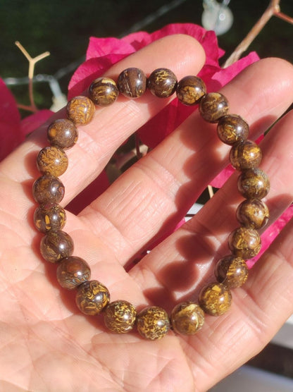 8,5mm Boulder Opal - Edelstein Perlen Armband *Unikat* Natur Heilstein echt Kristall Rarität Geschenk Mann Frau Mutter Er Sie braun - Art of Nature Berlin