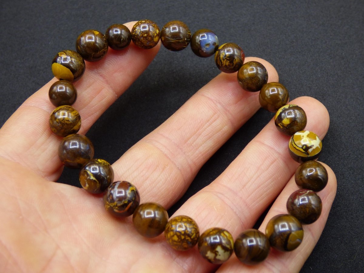8,5mm Boulder Opal - Edelstein Perlen Armband *Unikat* Natur Heilstein echt Kristall Rarität Geschenk Mann Frau Mutter Er Sie braun - Art of Nature Berlin