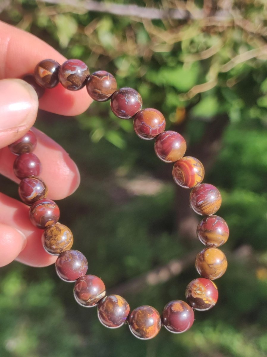 8,5mm Boulder Opal - Edelstein Perlen Armband *Unikat* Natur Heilstein echt Kristall Rarität Geschenk Mann Frau Mutter Er Sie braun - Art of Nature Berlin