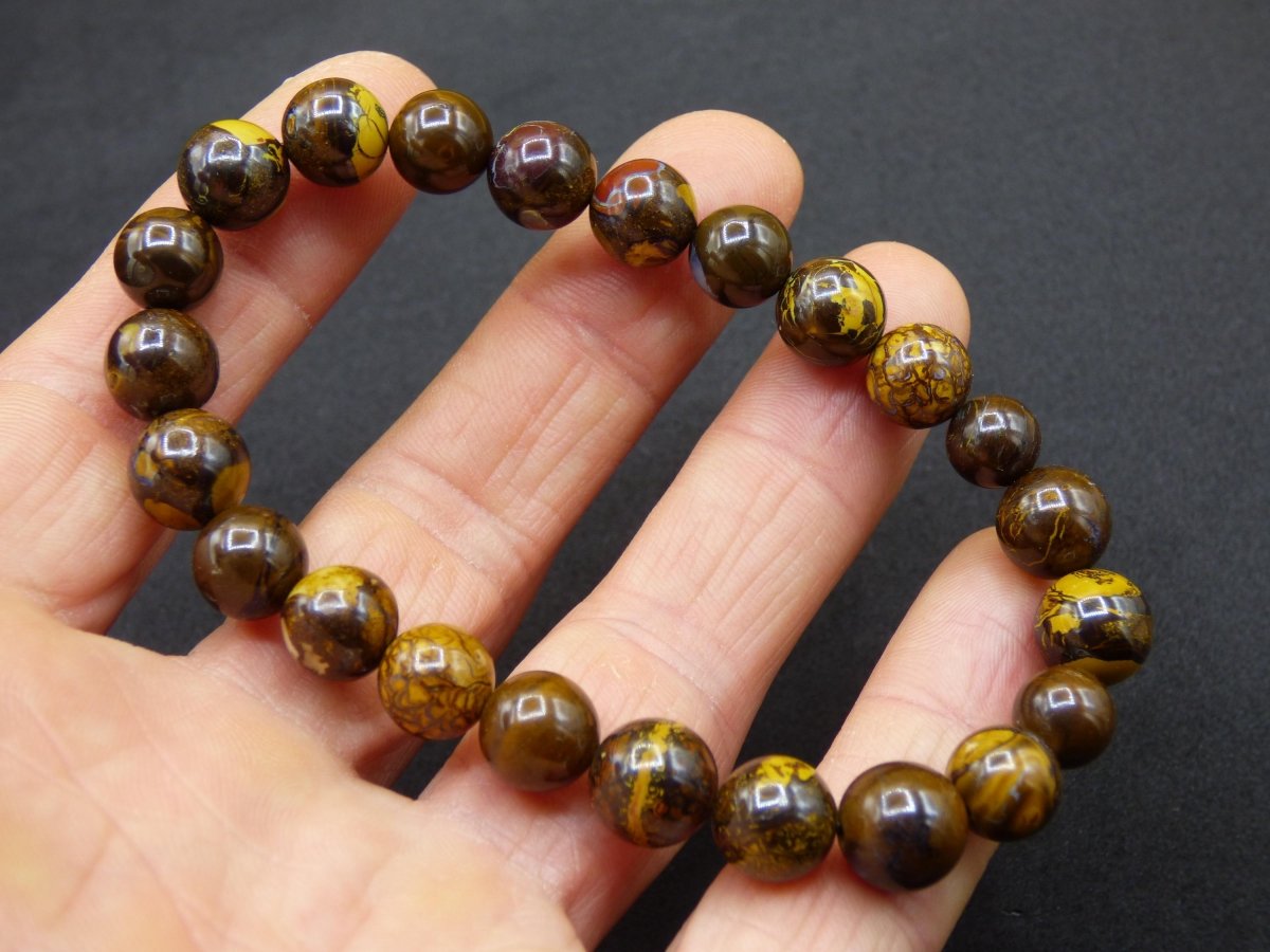 8,5mm Boulder Opal - Edelstein Perlen Armband *Unikat* Natur Heilstein echt Kristall Rarität Geschenk Mann Frau Mutter Er Sie braun - Art of Nature Berlin