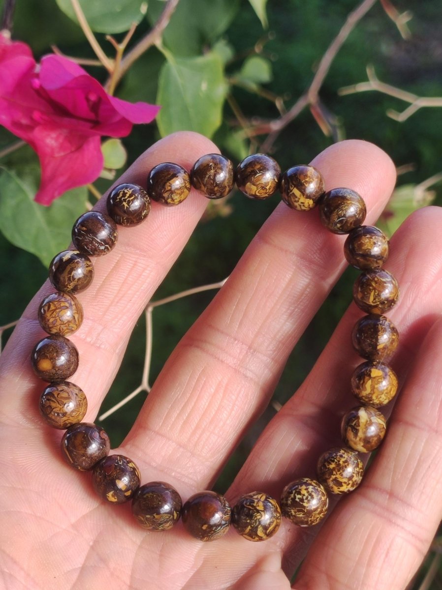 8,5mm Boulder Opal - Edelstein Perlen Armband *Unikat* Natur Heilstein echt Kristall Rarität Geschenk Mann Frau Mutter Er Sie braun - Art of Nature Berlin