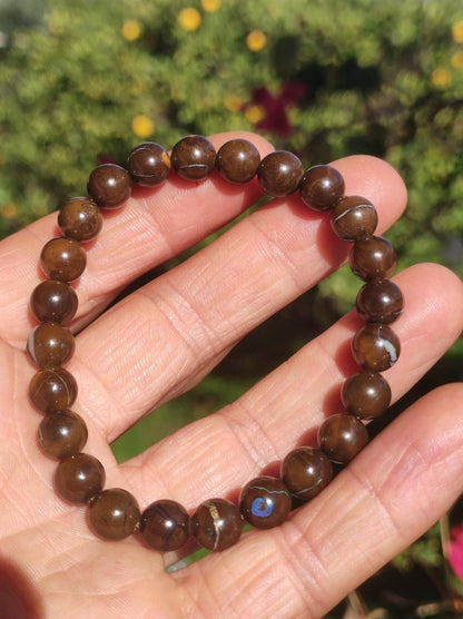 8,5mm Boulder Opal - Edelstein Perlen Armband *Unikat* Natur Heilstein echt Kristall Rarität Geschenk Mann Frau Mutter Er Sie braun - Art of Nature Berlin