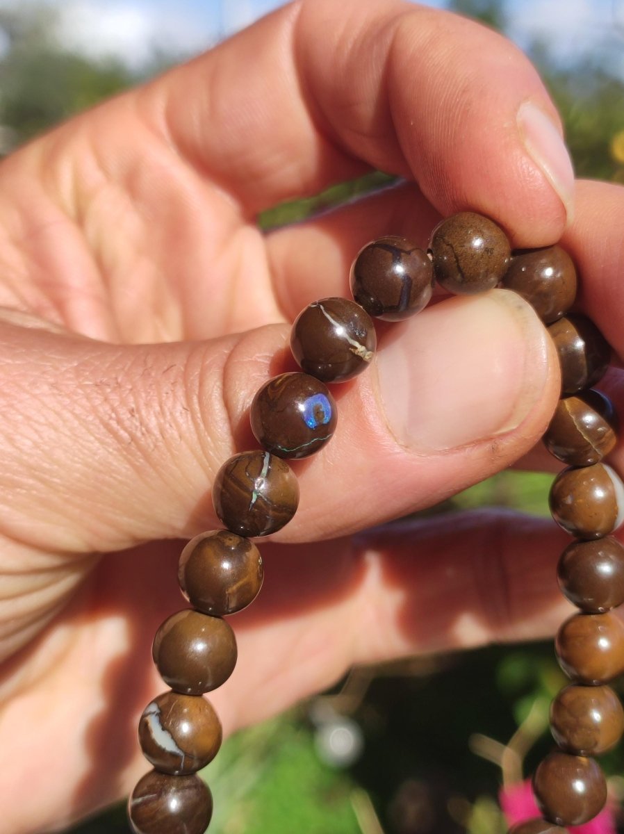 8,5mm Boulder Opal - Edelstein Perlen Armband *Unikat* Natur Heilstein echt Kristall Rarität Geschenk Mann Frau Mutter Er Sie braun - Art of Nature Berlin