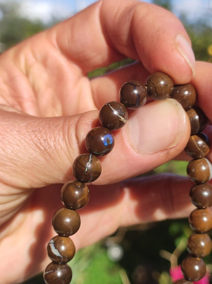 8,5mm Boulder Opal - Edelstein Perlen Armband *Unikat* Natur Heilstein echt Kristall Rarität Geschenk Mann Frau Mutter Er Sie braun - Art of Nature Berlin