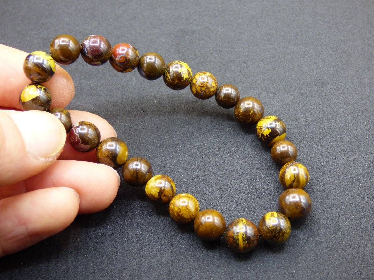 8,5mm Boulder Opal - Edelstein Perlen Armband *Unikat* Natur Heilstein echt Kristall Rarität Geschenk Mann Frau Mutter Er Sie braun - Art of Nature Berlin