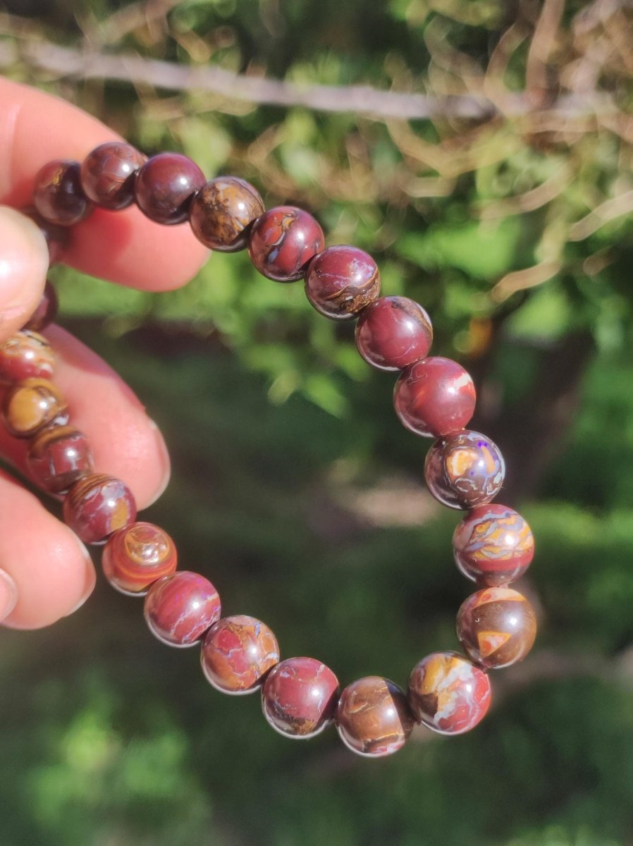 8,5mm Boulder Opal - Edelstein Perlen Armband *Unikat* Natur Heilstein echt Kristall Rarität Geschenk Mann Frau Mutter Er Sie braun - Art of Nature Berlin