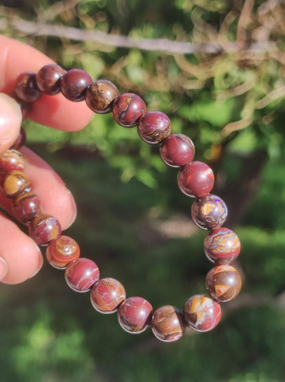 8,5mm Boulder Opal - Edelstein Perlen Armband *Unikat* Natur Heilstein echt Kristall Rarität Geschenk Mann Frau Mutter Er Sie braun - Art of Nature Berlin