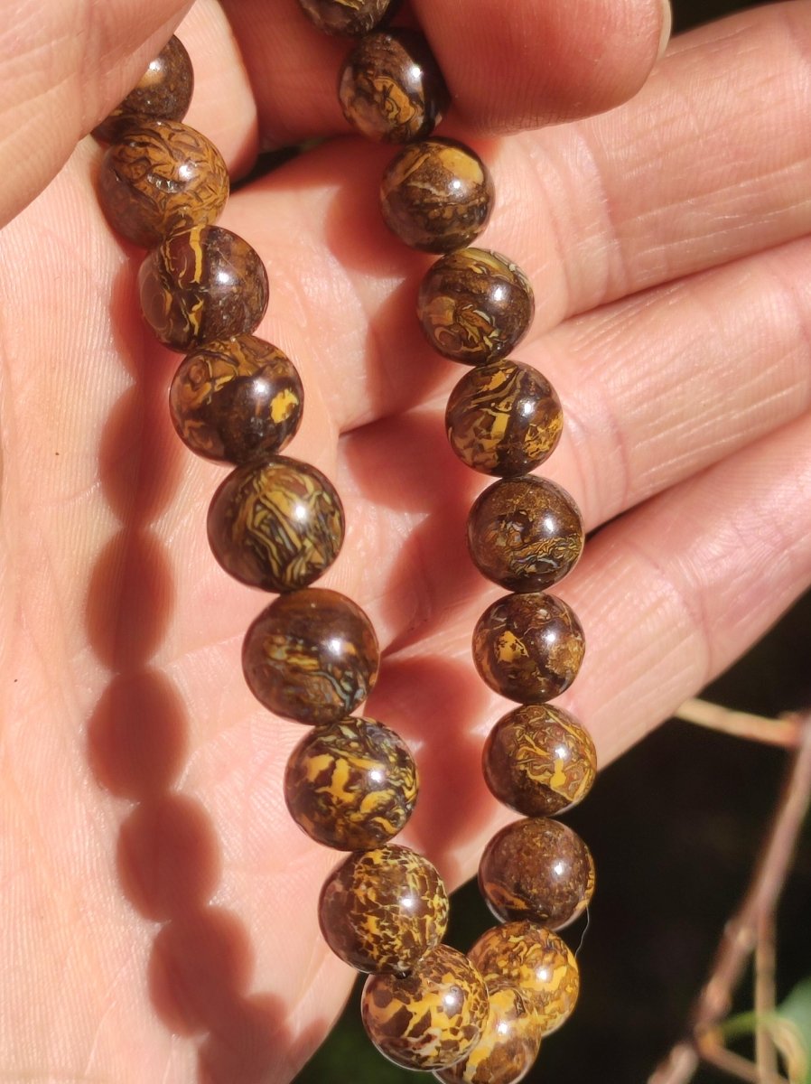 8,5mm Boulder Opal - Edelstein Perlen Armband *Unikat* Natur Heilstein echt Kristall Rarität Geschenk Mann Frau Mutter Er Sie braun - Art of Nature Berlin