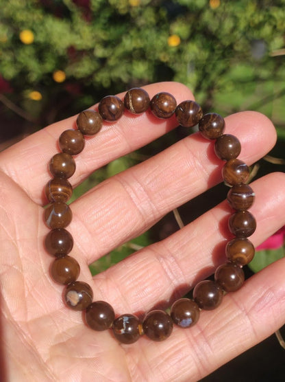 8,5mm Boulder Opal - Edelstein Perlen Armband *Unikat* Natur Heilstein echt Kristall Rarität Geschenk Mann Frau Mutter Er Sie braun - Art of Nature Berlin