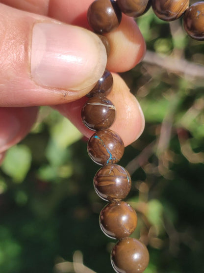 8,5mm Boulder Opal - Edelstein Perlen Armband *Unikat* Natur Heilstein echt Kristall Rarität Geschenk Mann Frau Mutter Er Sie braun - Art of Nature Berlin