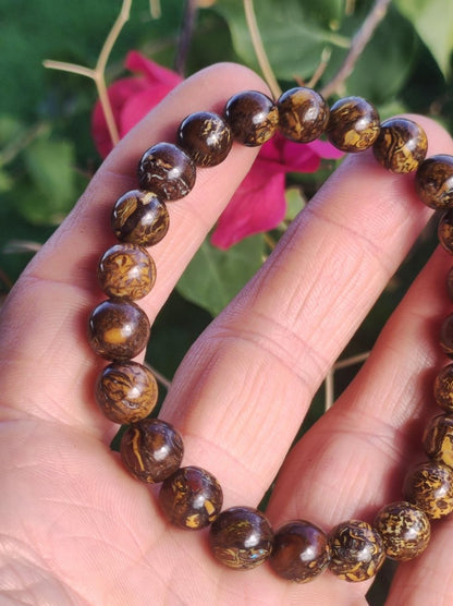 8,5mm Boulder Opal - Edelstein Perlen Armband *Unikat* Natur Heilstein echt Kristall Rarität Geschenk Mann Frau Mutter Er Sie braun - Art of Nature Berlin