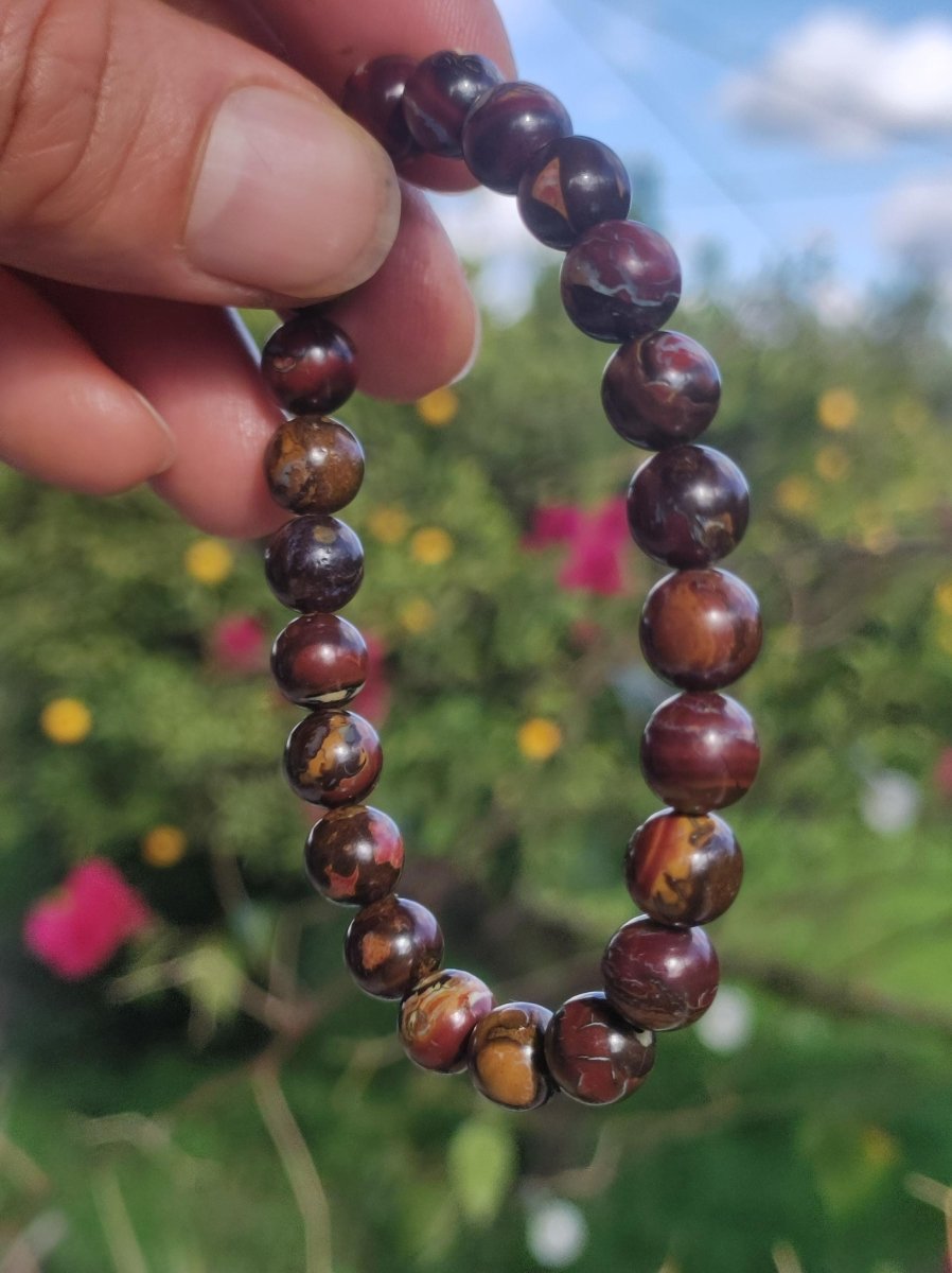 8,5mm Boulder Opal - Edelstein Perlen Armband *Unikat* Natur Heilstein echt Kristall Rarität Geschenk Mann Frau Mutter Er Sie braun - Art of Nature Berlin