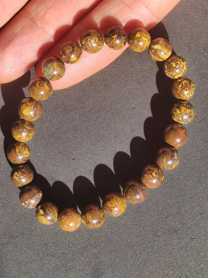 8,5mm Boulder Opal - Edelstein Perlen Armband *Unikat* Natur Heilstein echt Kristall Rarität Geschenk Mann Frau Mutter Er Sie braun - Art of Nature Berlin