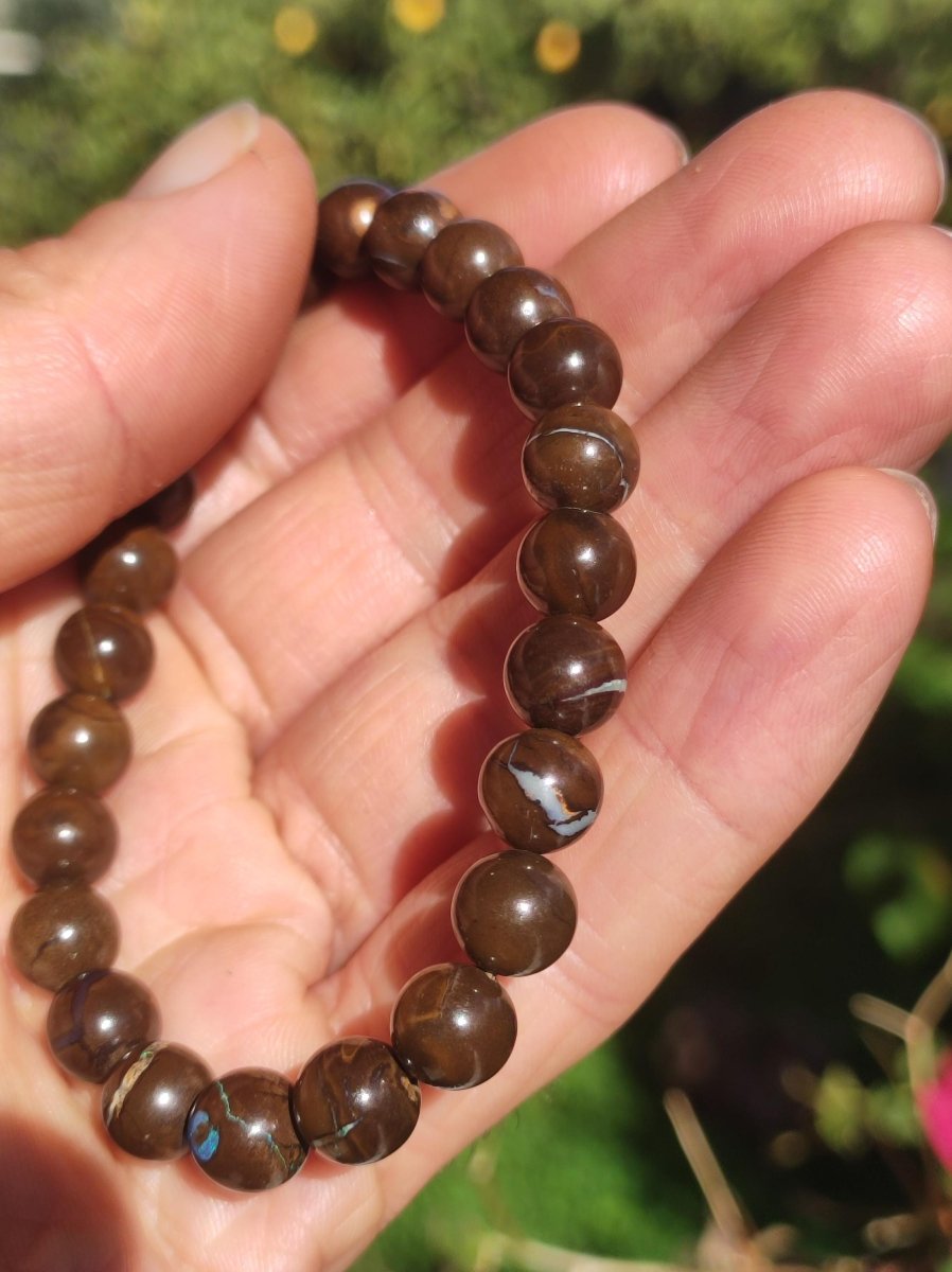 8,5mm Boulder Opal - Edelstein Perlen Armband *Unikat* Natur Heilstein echt Kristall Rarität Geschenk Mann Frau Mutter Er Sie braun - Art of Nature Berlin