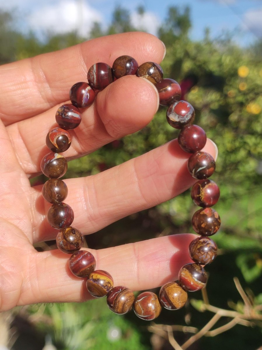 8,5mm Boulder Opal - Edelstein Perlen Armband *Unikat* Natur Heilstein echt Kristall Rarität Geschenk Mann Frau Mutter Er Sie braun - Art of Nature Berlin