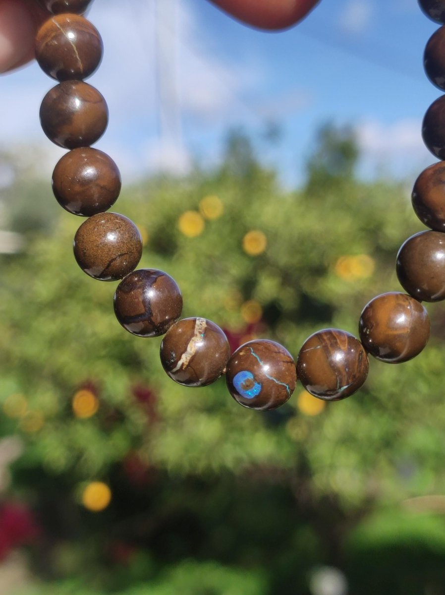 8,5mm Boulder Opal - Edelstein Perlen Armband *Unikat* Natur Heilstein echt Kristall Rarität Geschenk Mann Frau Mutter Er Sie braun - Art of Nature Berlin