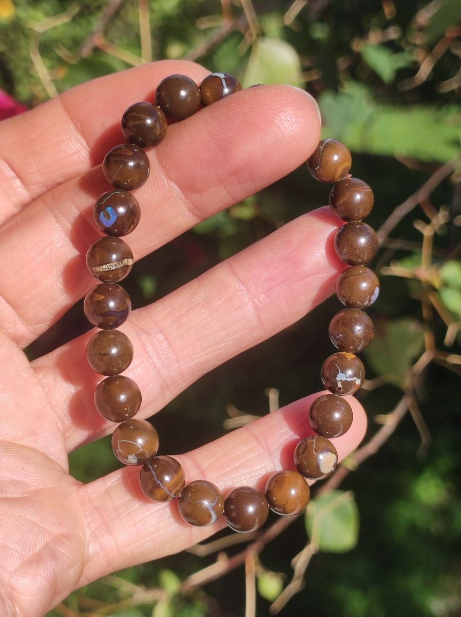 8,5mm Boulder Opal - Edelstein Perlen Armband *Unikat* Natur Heilstein echt Kristall Rarität Geschenk Mann Frau Mutter Er Sie braun - Art of Nature Berlin