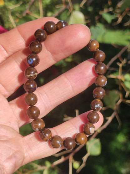 8,5mm Boulder Opal - Edelstein Perlen Armband *Unikat* Natur Heilstein echt Kristall Rarität Geschenk Mann Frau Mutter Er Sie braun - Art of Nature Berlin