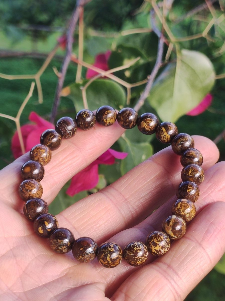 8,5mm Boulder Opal - Edelstein Perlen Armband *Unikat* Natur Heilstein echt Kristall Rarität Geschenk Mann Frau Mutter Er Sie braun - Art of Nature Berlin