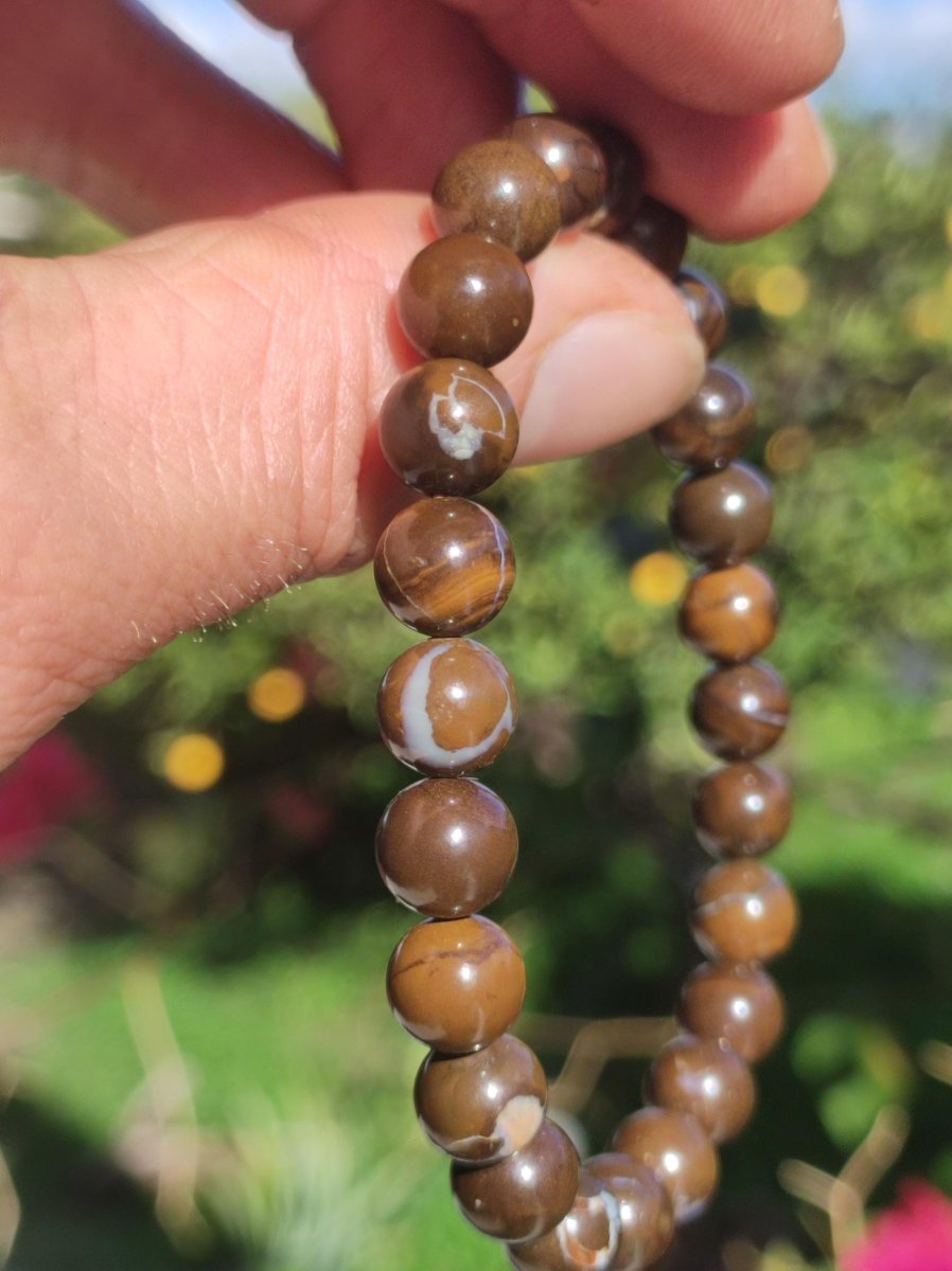 8,5mm Boulder Opal - Edelstein Perlen Armband *Unikat* Natur Heilstein echt Kristall Rarität Geschenk Mann Frau Mutter Er Sie braun - Art of Nature Berlin