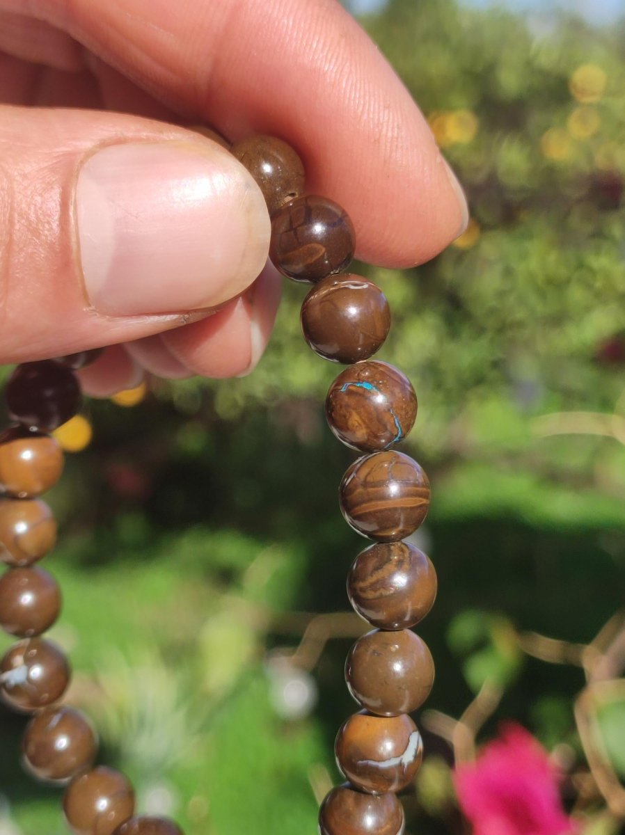 8,5mm Boulder Opal - Edelstein Perlen Armband *Unikat* Natur Heilstein echt Kristall Rarität Geschenk Mann Frau Mutter Er Sie braun - Art of Nature Berlin