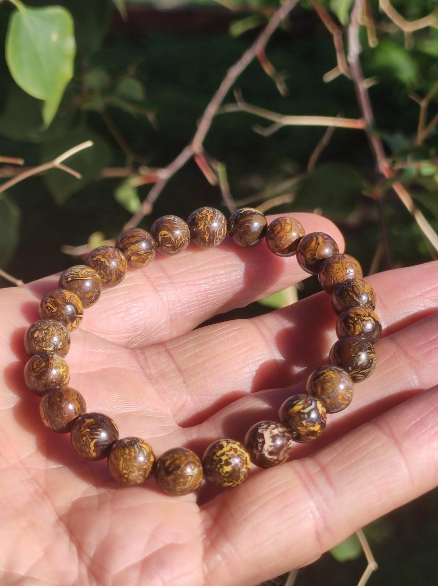 8,5mm Boulder Opal - Edelstein Perlen Armband *Unikat* Natur Heilstein echt Kristall Rarität Geschenk Mann Frau Mutter Er Sie braun - Art of Nature Berlin
