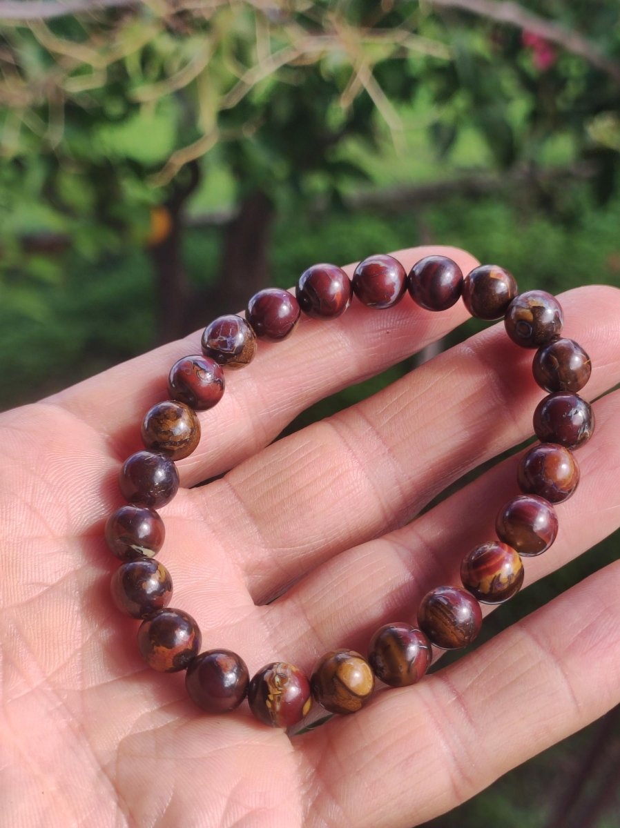 8,5mm Boulder Opal - Edelstein Perlen Armband *Unikat* Natur Heilstein echt Kristall Rarität Geschenk Mann Frau Mutter Er Sie braun - Art of Nature Berlin