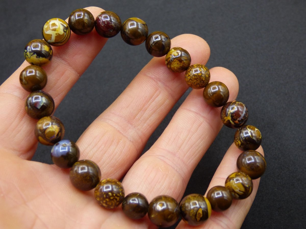 8,5mm Boulder Opal - Edelstein Perlen Armband *Unikat* Natur Heilstein echt Kristall Rarität Geschenk Mann Frau Mutter Er Sie braun - Art of Nature Berlin
