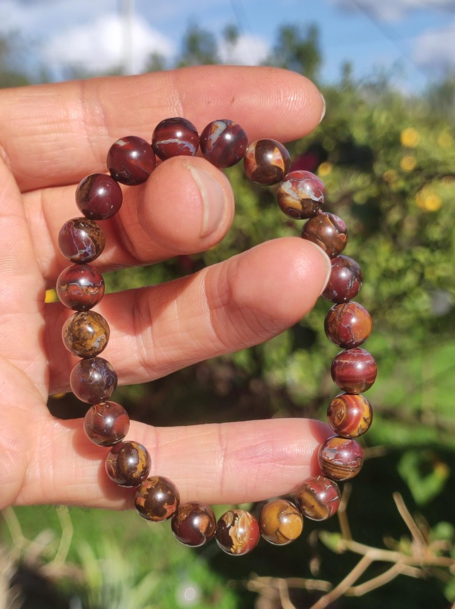 8,5mm Boulder Opal - Edelstein Perlen Armband *Unikat* Natur Heilstein echt Kristall Rarität Geschenk Mann Frau Mutter Er Sie braun - Art of Nature Berlin