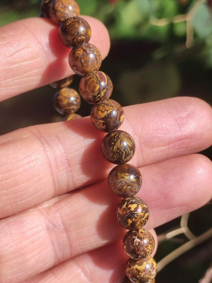 8,5mm Boulder Opal - Edelstein Perlen Armband *Unikat* Natur Heilstein echt Kristall Rarität Geschenk Mann Frau Mutter Er Sie braun - Art of Nature Berlin