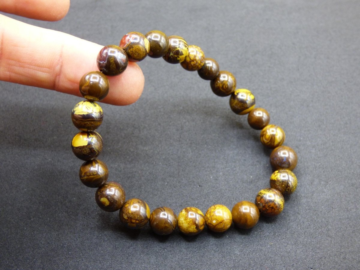 8,5mm Boulder Opal - Edelstein Perlen Armband *Unikat* Natur Heilstein echt Kristall Rarität Geschenk Mann Frau Mutter Er Sie braun - Art of Nature Berlin
