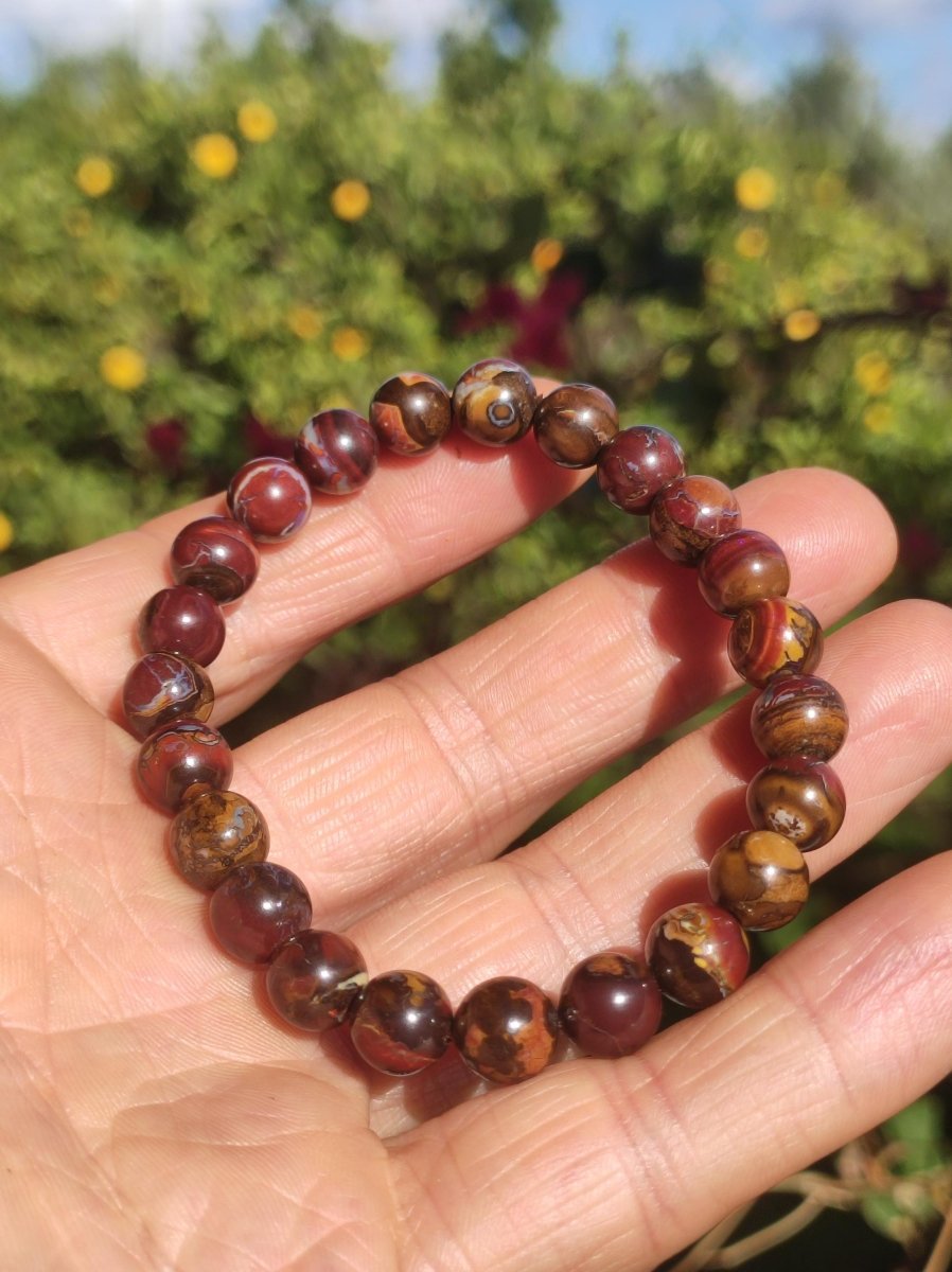 8,5mm Boulder Opal - Edelstein Perlen Armband *Unikat* Natur Heilstein echt Kristall Rarität Geschenk Mann Frau Mutter Er Sie braun - Art of Nature Berlin