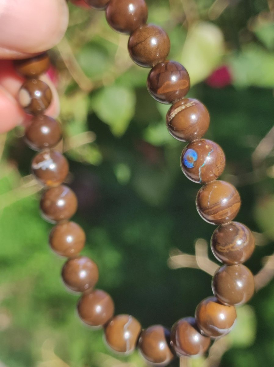 8,5mm Boulder Opal - Edelstein Perlen Armband *Unikat* Natur Heilstein echt Kristall Rarität Geschenk Mann Frau Mutter Er Sie braun - Art of Nature Berlin