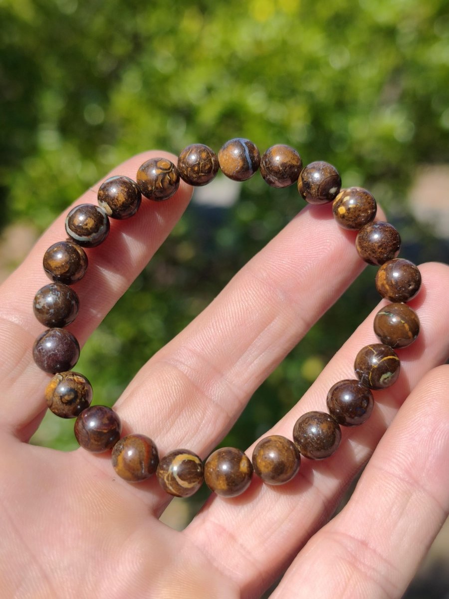 8mm Boulder Opal - Edelstein Perlen Armband *Unikat* Natur Heilstein echt Kristall Rarität Geschenk Mann Frau Mutter Er Sie braun - Art of Nature Berlin