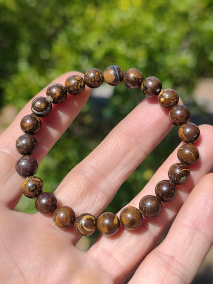 8mm Boulder Opal - Edelstein Perlen Armband *Unikat* Natur Heilstein echt Kristall Rarität Geschenk Mann Frau Mutter Er Sie braun - Art of Nature Berlin