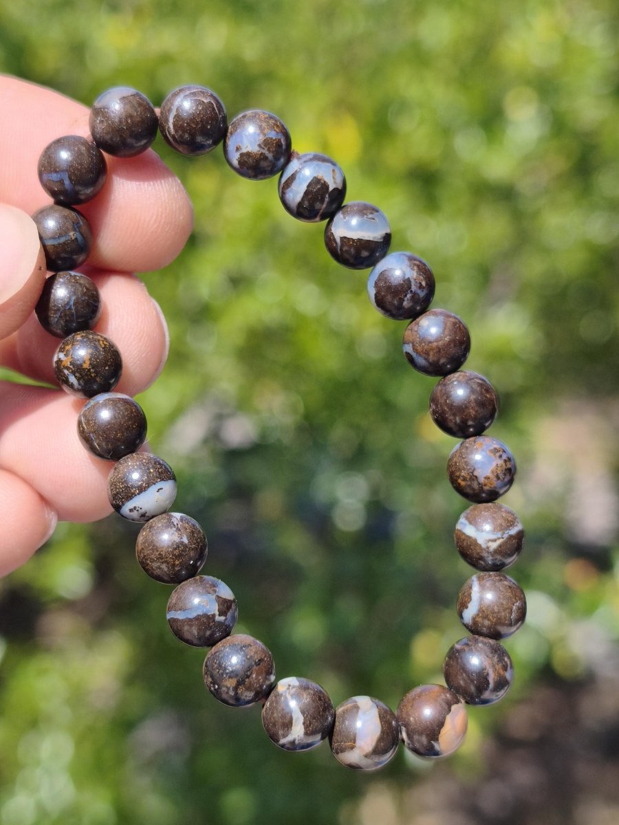 8mm Boulder Opal - Edelstein Perlen Armband *Unikat* Natur Heilstein echt Kristall Rarität Geschenk Mann Frau Mutter Er Sie braun - Art of Nature Berlin