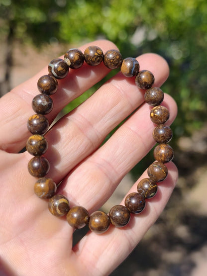 8mm Boulder Opal - Edelstein Perlen Armband *Unikat* Natur Heilstein echt Kristall Rarität Geschenk Mann Frau Mutter Er Sie braun - Art of Nature Berlin