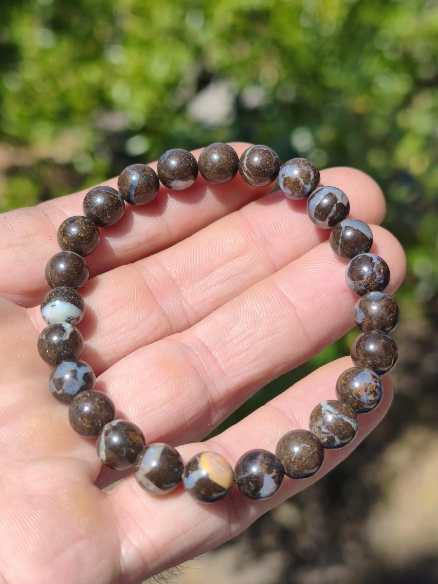 8mm Boulder Opal - Edelstein Perlen Armband *Unikat* Natur Heilstein echt Kristall Rarität Geschenk Mann Frau Mutter Er Sie braun - Art of Nature Berlin