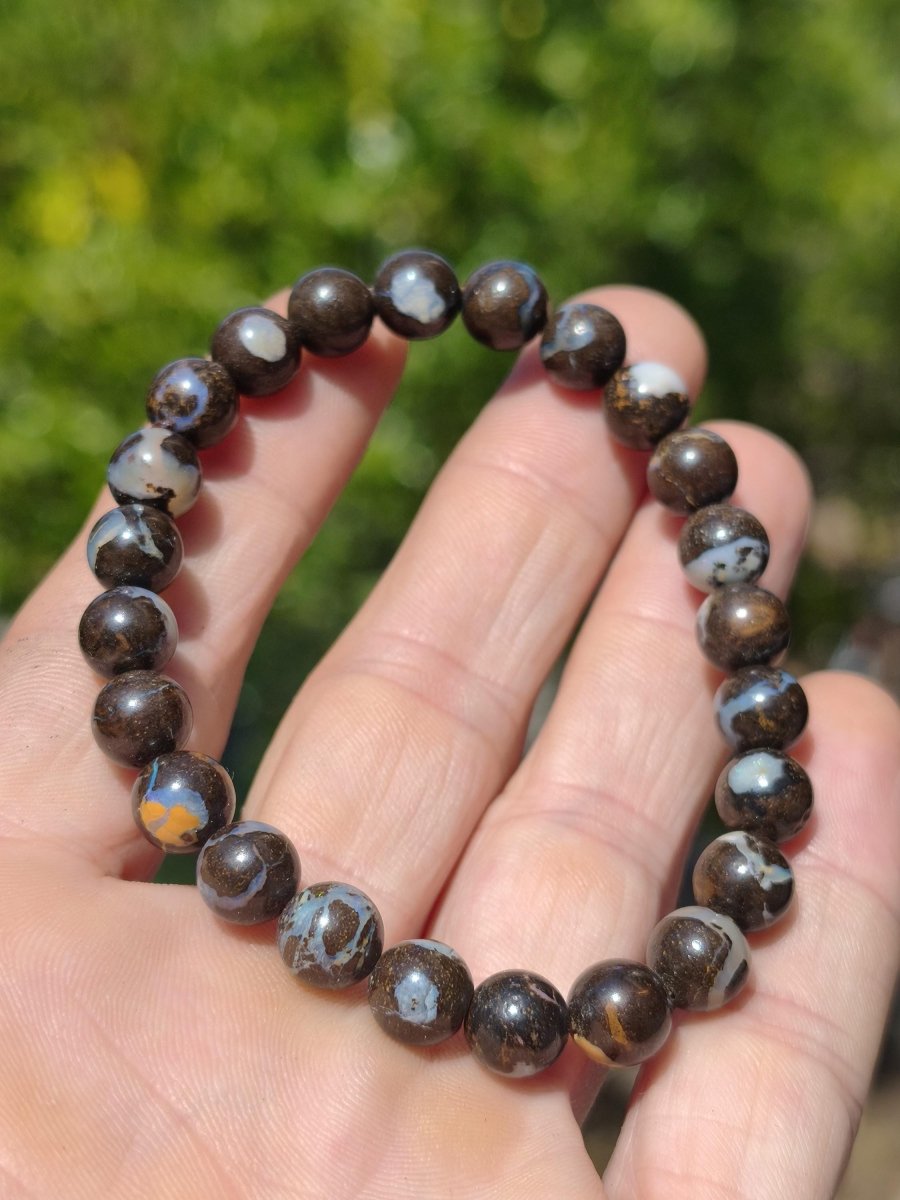 8mm Boulder Opal - Edelstein Perlen Armband *Unikat* Natur Heilstein echt Kristall Rarität Geschenk Mann Frau Mutter Er Sie braun - Art of Nature Berlin