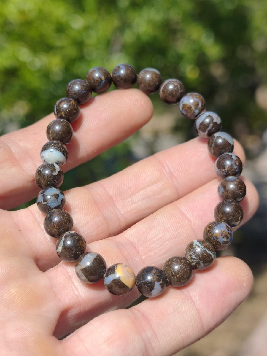 8mm Boulder Opal - Edelstein Perlen Armband *Unikat* Natur Heilstein echt Kristall Rarität Geschenk Mann Frau Mutter Er Sie braun - Art of Nature Berlin